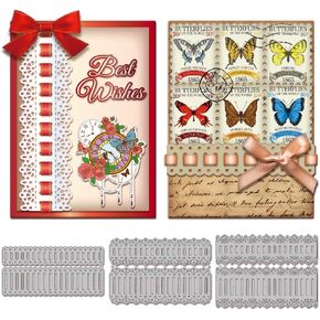 GLOBLELAND Ribbon Lace Frame Cutting Dies for Card Making Lace Flower Edge Metal Die Cuts Cutting Dies Template DIY Scrapbooking Embossing Paper Album Craft Decor