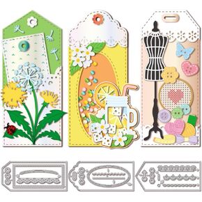 GLOBLELAND Layered Bookmarks Cutting Dies Tab Cutting Dies for Card Making Hole Metal Die Cuts Cutting Dies Templates for Scrapbooking Journal Embossing Paper Craft Decor