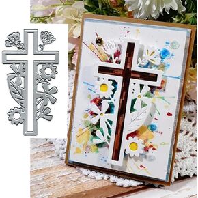 Easter Flower Cross Metal Die Cuts for Card Making,Flower Cross Card Cutting Dies Cut Stencils DIY Scrapbooking Album Decorative Embossing Paper Card Embossing Craft