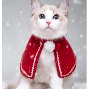 Cat and Dog New Year Set Cute Fur Ball Poncho Can be Used in Christmas and Other Multi-Scenes Chinese New Year Costume Cat and Dog Puppy Gift ((Set 2) Antler Hair Bands+Cloak-M)