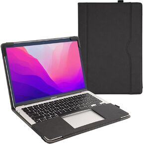 TYTX Compatible with MacBook Pro Leather Case 13 Inch 2016-2022 (A1989 A1706 A1708 A2159 A2289 A2251 A2338 M1 M2) Laptop Sleeve Protective Folio Book Cover (New MacBook Pro 13", Black)