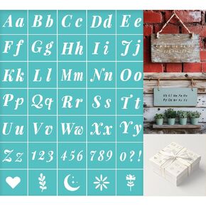 2 Pcs Alphabet Silkscreen Stencil, Reusable Self-Adhesive Silk Screen Printing Symbol and Number Craft Template for Painting on Wood or Fabric DIY T-Shirt, 8.7x11 Inches