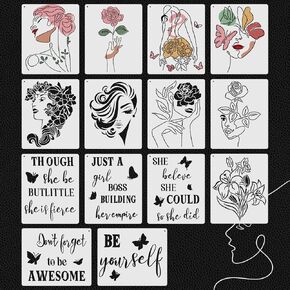 25 Pcs 6 Inch Cacti Stencils for Painting, Reusable Flower Plant Templates Kit Alphabet Stencils for Painting on Wall, Wood, Fabric, Glass, Spray Painting, DIY Craft Decoration (Cacti)