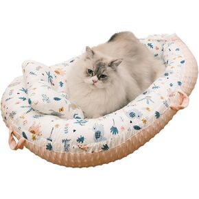 Cat Bed Kitten Bed,Washable Cat Beds for Indoor Cats,Pet Bed for Puppy and Kitty, Extra Soft & Cotton Cover Small Dog Bed