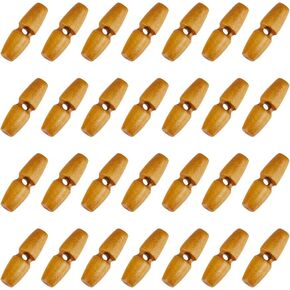 UNICRAFTALE About 50Pcs 30mm Wooden Buttons Wooden Coat Horn Buttons 1-Hole Wood Toggle Buttons Yellow Wooden Vintage Coat Button for Sewing Clothing Accessories Handmade Ornament DIY
