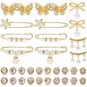 32Pcs Pant Waist Tightener,Adjustable Detachable Decorative Waist Buckles, Jeans Buttons for Crystal Pants
