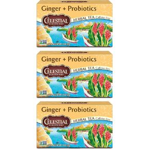 Celestial Seasonings Herbal Tea, Ginger Plus Probiotics, 20 Count (Pack of 3)