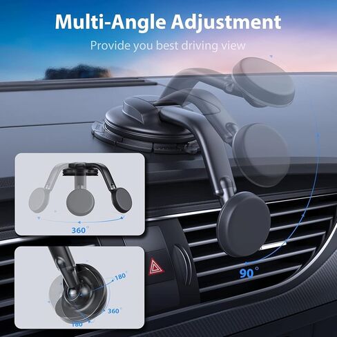 Magnetic Phone Holder for Car, [ Powerful Magnets & Military-Grade Suction] Car Phone Holder Mount Dashboard Windshield Cell Phone Holder Phone Stand for Car iPhone Android Automobile Cradle (Gray) in Saudi Arabia
