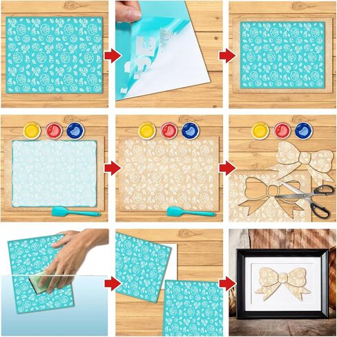 2Pcs Flowers Silk Screen Stencil Mesh Transfer Stencil Reusable Self-Adhesive for Painting on Wood Wall Clothes Fabric Furniture Cup Paper Garden Decoration in Saudi Arabia