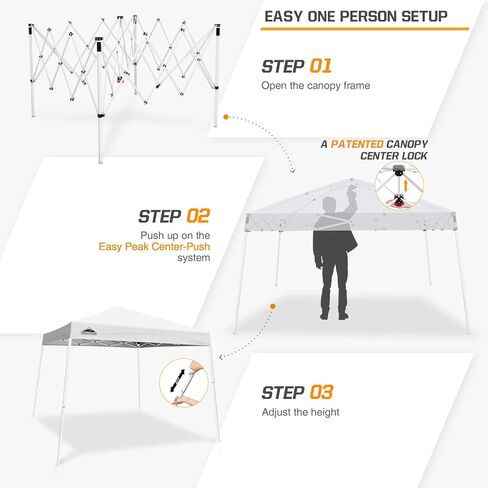 EAGLE PEAK 10x10 خيمة المظلة المنبثقة ذات الساق المائلة سهلة الإعداد لشخص واحد فورية في الهواء الطلق مظلة الشاطئ قابلة للطي مأوى رياضي محمول 10x10 قاعدة 8x8 أعلى (أزرق داكن) in Kuwait