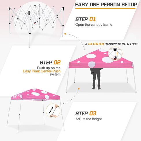 EAGLE PEAK 10x10 Slant Leg Pop-up Canopy Tent Easy One Person Setup Instant Outdoor Beach Canopy Folding Portable Sports Shelter 10x10 Base 8x8 Top (Brown Cow Print) in Saudi Arabia