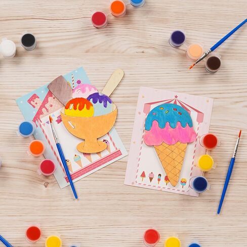 Ice Cream Party Favors - 12 PCS Ice Cream Craft Kits Party Supplies - Ice Cream Wooden Painting Kit for Kids with Bubble Wand - Popsicles Pinata Christmas Birthday Goodie Bags Gifts Prizes Girls Boys in Saudi Arabia