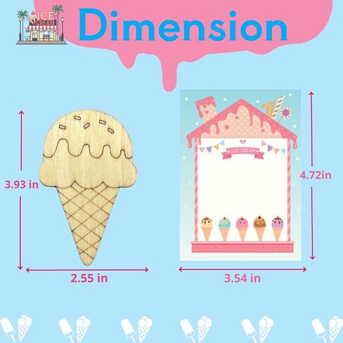 Ice Cream Party Favors - 12 PCS Ice Cream Craft Kits Party Supplies - Ice Cream Wooden Painting Kit for Kids with Bubble Wand - Popsicles Pinata Christmas Birthday Goodie Bags Gifts Prizes Girls Boys in Saudi Arabia