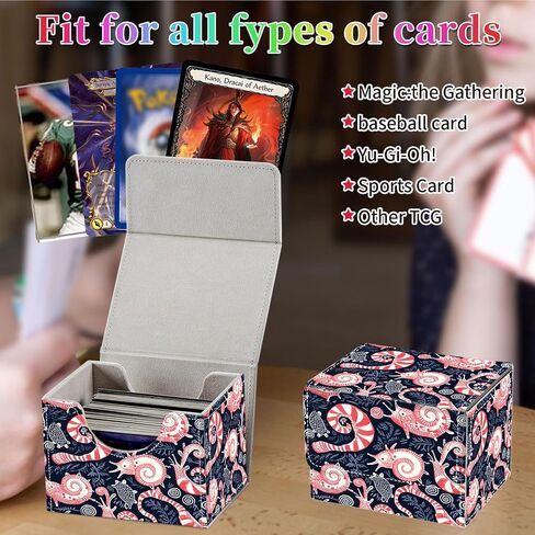 Card Deck Box for MTG, Fits 100+ Single Sleeved Cards, PU Leather Trading Card Storage Box for TCG, CCG, MTG Cards, Strong Magnet Magic Gathering Deck Box, Pink Sea Snail in Saudi Arabia