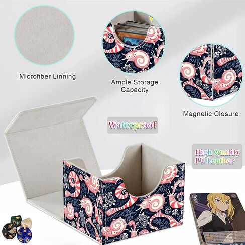 Card Deck Box for MTG, Fits 100+ Single Sleeved Cards, PU Leather Trading Card Storage Box for TCG, CCG, MTG Cards, Strong Magnet Magic Gathering Deck Box, Pink Sea Snail in Saudi Arabia