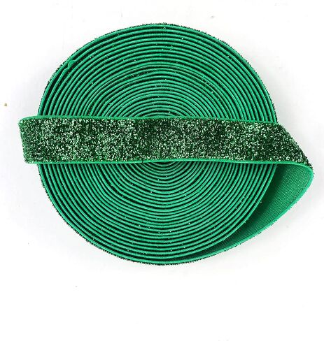 Glitter Elastic Metallic Velvet Ribbon for Hair Ties DIY Crafts,Baby Girl Head Bow 5 Yards 5/8"Inch (Black) in Kuwait