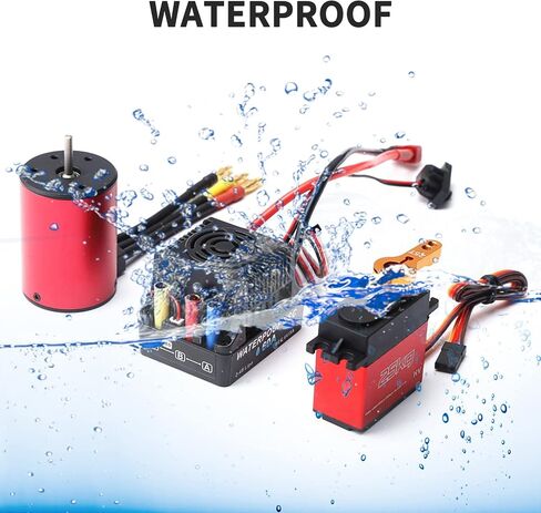 محرك GoolRC 3650 3100KV بدون فرشاة مع وحدة تحكم في السرعة الكهربائية ESC بدون فرشاة 60 أمبير، مؤازرة رقمية وبطاقة برمجة 25 كجم، مجموعة كومبو ESC لمحرك مقاوم للماء لسيارة RC 1/8 1/10 in Kuwait