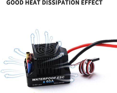 محرك GoolRC 3650 3100KV بدون فرشاة مع وحدة تحكم في السرعة الكهربائية ESC بدون فرشاة 60 أمبير، مؤازرة رقمية وبطاقة برمجة 25 كجم، مجموعة كومبو ESC لمحرك مقاوم للماء لسيارة RC 1/8 1/10 in Kuwait