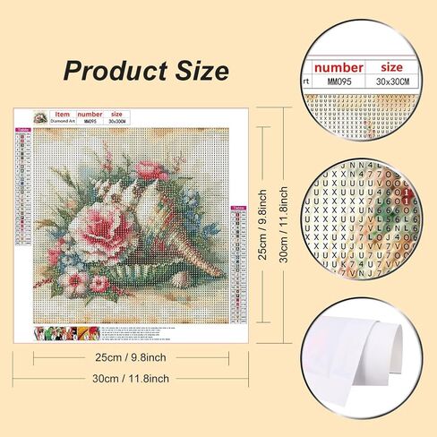 WSLWXSHM Diamond Painting Kits for Adults Conch, Flower Round Full Drill Diamond Art Kits, 5D DIY Paint with Diamonds Crafts for Home Wall Decoration Gifts 12×12Inch in Kuwait