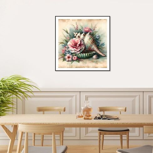 WSLWXSHM Diamond Painting Kits for Adults Conch, Flower Round Full Drill Diamond Art Kits, 5D DIY Paint with Diamonds Crafts for Home Wall Decoration Gifts 12×12Inch in Kuwait