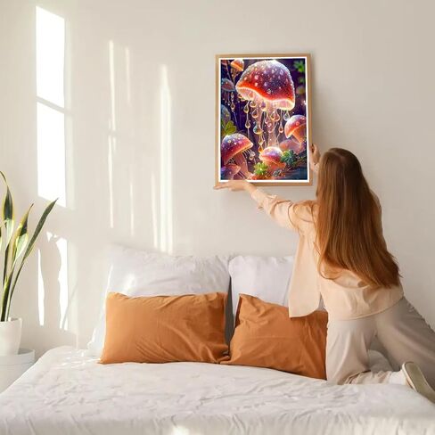 GDYEEH DIY Mushroom 5D Diamond Art Painting Kit، خيال كامل مستدير الحفر المتلألئ صورة اللوحة الماسية، Dreamland Diamond Painting Art Craft Kits للبالغين المبتدئين، ديكور جدار المنزل 12x16 بوصة in Kuwait