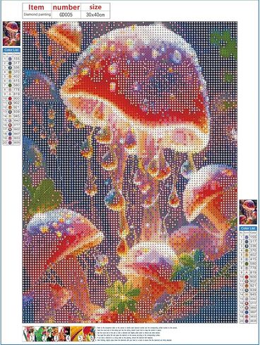 GDYEEH DIY Mushroom 5D Diamond Art Painting Kit، خيال كامل مستدير الحفر المتلألئ صورة اللوحة الماسية، Dreamland Diamond Painting Art Craft Kits للبالغين المبتدئين، ديكور جدار المنزل 12x16 بوصة in Kuwait