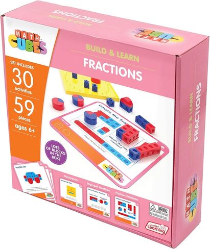 تعلم الصغار: Mathcubes - الكسور - 30 مجموعة نشاط، البناء والتعلم، المكعبات والألواح، التدريب العملي على الرياضيات، مجموعة التطوير والتعليم، للأطفال بعمر 4 سنوات فما فوق in Kuwait
