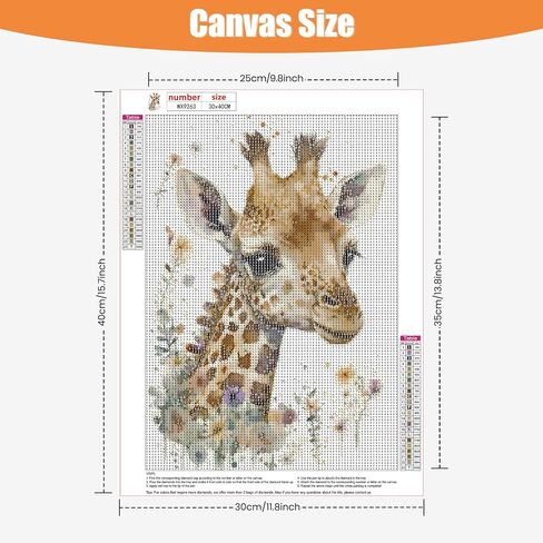مجموعات الطلاء الماسي من QENSPE للبالغين، لوحات فنية بنقاط الماس للمبتدئين، زهور الزرافة مستديرة 5D DIY الفنون والحرف اليدوية لديكور الحائط المنزلي 12 × 16 بوصة in Kuwait