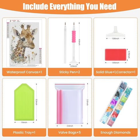 مجموعات الطلاء الماسي من QENSPE للبالغين، لوحات فنية بنقاط الماس للمبتدئين، زهور الزرافة مستديرة 5D DIY الفنون والحرف اليدوية لديكور الحائط المنزلي 12 × 16 بوصة in Kuwait