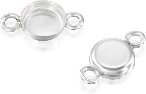 925 Sterling Silver Bezel Cups - Set of 6 Pendant Tray - 4mm Sterling Silver Round Blank Bezel with 2 Loops- Cabochons for Jewelry Making - DIY Jewelry Supplies for Bracelets and Earrings in Saudi Arabia