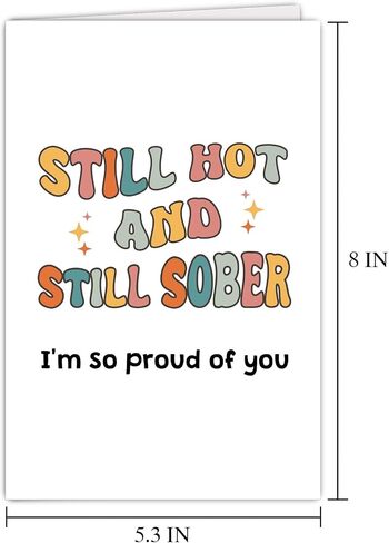 Humorous Sobriety Card for Men Women, Funny Sober Anniversary Card for Him Her, Sobriety Gift, Still Hot and Still Sober in Kuwait