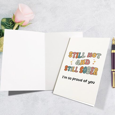 Humorous Sobriety Card for Men Women, Funny Sober Anniversary Card for Him Her, Sobriety Gift, Still Hot and Still Sober in Kuwait