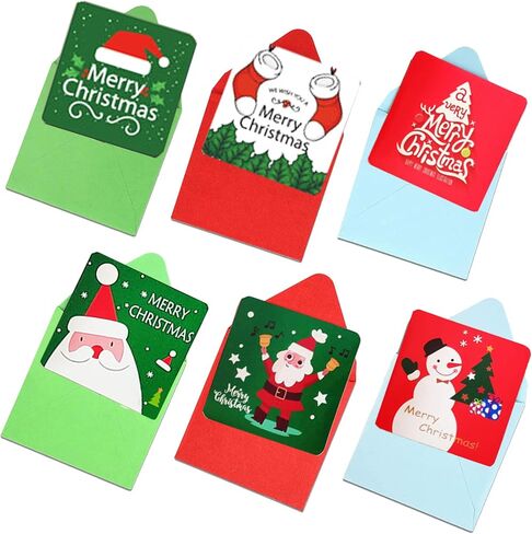 48 Pack Mini Christmas Greeting Cards, Cute Sweety Christmas Cards Set-48 Designs Mini Greeting Cards 2.9 x 2.9inch,48Pcs Mini Envelopes 3 x 3inch (Red) in Saudi Arabia