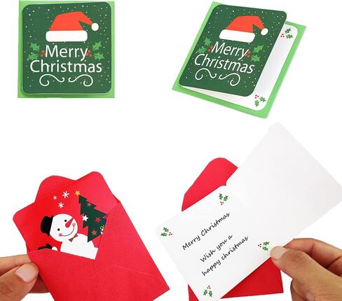 48 Pack Mini Christmas Greeting Cards, Cute Sweety Christmas Cards Set-48 Designs Mini Greeting Cards 2.9 x 2.9inch,48Pcs Mini Envelopes 3 x 3inch (Red) in Saudi Arabia