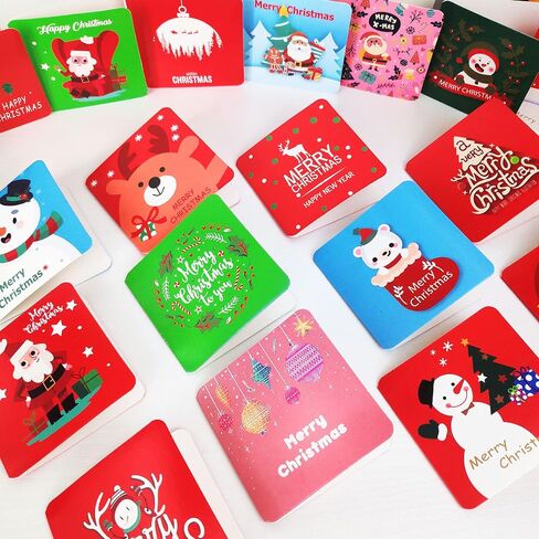 48 Pack Mini Christmas Greeting Cards, Cute Sweety Christmas Cards Set-48 Designs Mini Greeting Cards 2.9 x 2.9inch,48Pcs Mini Envelopes 3 x 3inch (Red) in Saudi Arabia