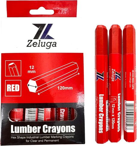 4.7in. x 0.47in. Hex Shape Industrial Lumber Marking Crayons for Clear and Permanent Markings, Red 12 Pack in Saudi Arabia