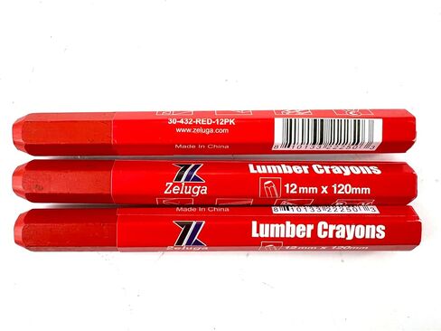 4.7in. x 0.47in. Hex Shape Industrial Lumber Marking Crayons for Clear and Permanent Markings, Red 12 Pack in Saudi Arabia