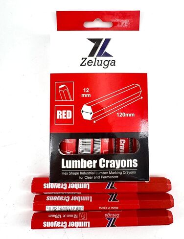 4.7in. x 0.47in. Hex Shape Industrial Lumber Marking Crayons for Clear and Permanent Markings, Red 12 Pack in Saudi Arabia
