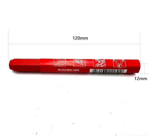 4.7in. x 0.47in. Hex Shape Industrial Lumber Marking Crayons for Clear and Permanent Markings, Red 12 Pack in Saudi Arabia