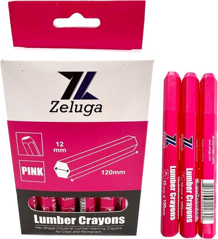 4.7in. x 0.47in. Hex Shape Industrial Lumber Marking Crayons for Clear and Permanent Markings, Red 12 Pack in Saudi Arabia