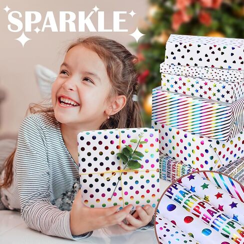 LL FCBDA Wrapping Paper Roll - Mini Roll - 17 inch X 120 inch Per roll -Gift Wrapping Paper - Colorful Foil Design in Saudi Arabia