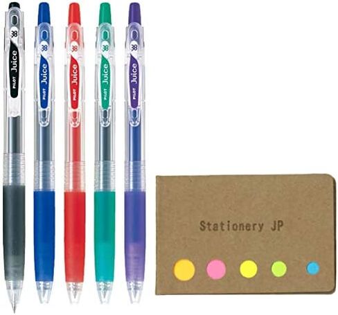 Pilot Juice 05 Retractable Gel Ink Pen, Extra Fine Point, 0.5mm, White Ink, 5-Pack, Sticky Notes Value Set in Saudi Arabia