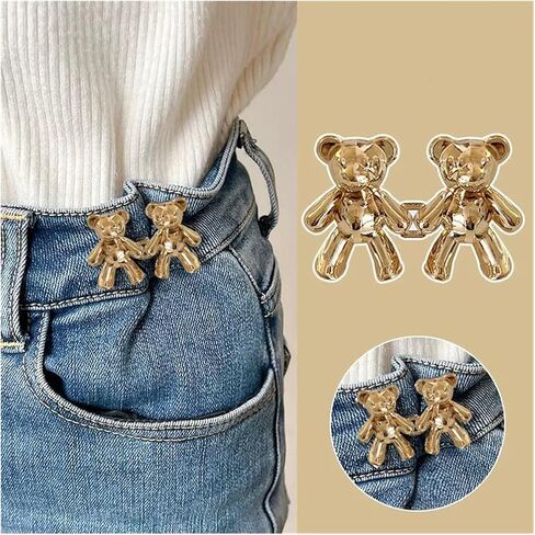 3 pcs Metal Material No Sew Jean Buttons Tighten Buckles, Detachable Waist Body Fit Waist Tightener for Women's Skirts, Pants, Jeans in Saudi Arabia