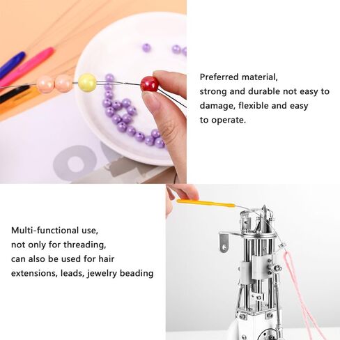 utysty 10 حزمة إبرة الخيط + الشعر التمديد حلقة إبرة الخيط اليد مجموعة الخياطة سحب هوك حبة أداة لDIY الخرز دليل الخياطة الديكور الريشة عبر غرزة التطريز القرع in Kuwait