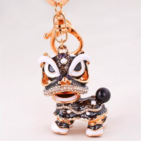 Axmerdal Animal Keychain Cute Chinese Traditional Dance Lion Car HandBag Pendant Key Chain for Women and Men Keyring Gift in Kuwait