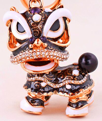 Axmerdal Animal Keychain Cute Chinese Traditional Dance Lion Car HandBag Pendant Key Chain for Women and Men Keyring Gift in Kuwait