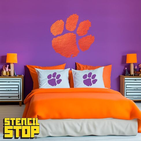 Clemson Tigers Paw Stencil – 12 x 11.54 Inches, Officially Licensed, Durable and Reusable Stencil for Painting on Wood, Walls, Signs, and Home Decor – Perfect for DIY Crafts and Game Day Decorations in Saudi Arabia