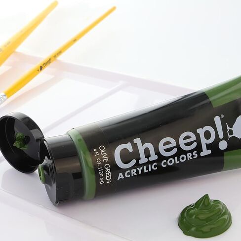 Cheep! Acrylic Paints, 4 oz. Tube - Olive Green, Perfect for Artists - Quality Acrylic Paint - Heavy Body Acrylic Paint - Paint Acrylic - Artist and Student Paint in Saudi Arabia