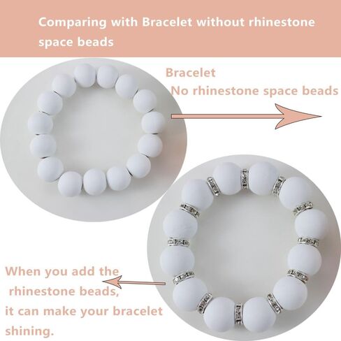 PAMIR TONG 500pcs 6mm Rhinestone Space Beads for Pens Assortment Beadable Pens Beads-Glitter Wave Round Rondelle Crystal Loose Braclet Beads-DIY Decorative Beads (Round Silver) in Kuwait