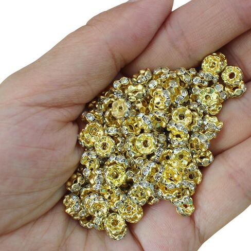 PAMIR TONG 500pcs 6mm Rhinestone Space Beads for Pens Assortment Beadable Pens Beads-Glitter Wave Round Rondelle Crystal Loose Braclet Beads-DIY Decorative Beads (Round Silver) in Kuwait